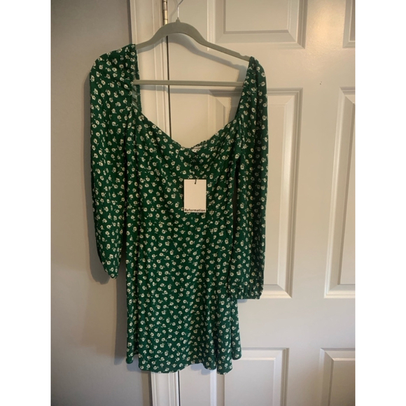 Women's Reformation Green Floral Mini Dress - Picture 4 of 5